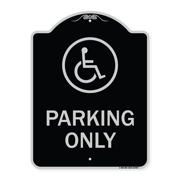 Signmission Parking With New Access Symbol Heavy-Gauge Aluminum Architectural Sign, 24" x 18", BS-1824-23407 A-DES-BS-1824-23407 - main